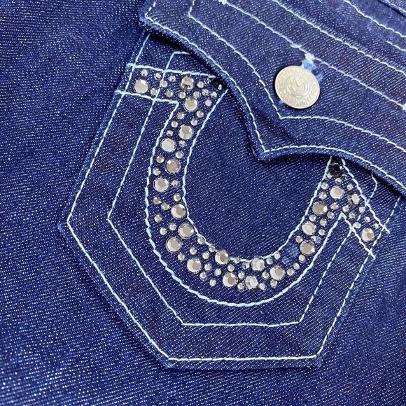 True Religion joey rhinestone dark Wash jeans INSANE Vintage - Picture 7 of 8